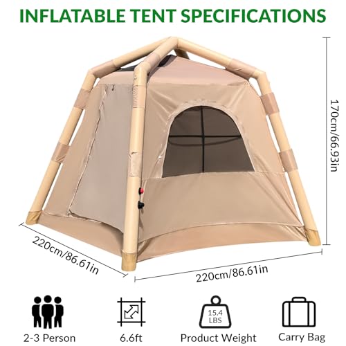 Carpa inflable para camping impermeable para 3 personas miniatura 5