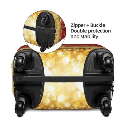 Red Gold Glitter Print Luggage Cover For Suitcase,Washable Elastic Travel Suitcase Protector With Zipper Closure And Bottom Buckle – Fits 18-32" Luggage-X-Large2