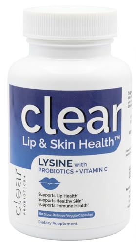 Lysine Cold Sore Treatment for Lips with Pre-Probiotics & VIT C | 1 Month Supply | Supercharged Lysine Capsules with Rhamnosus & Acidophilus for Cold Sores Relief, Skin + Gut Health & Immune Support