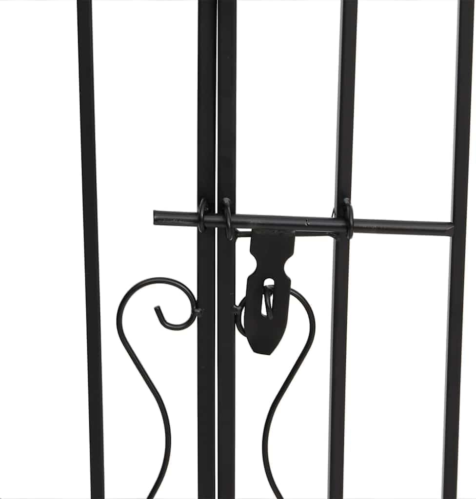 vidaXL Garden Gate Black Wrought Iron Ornamental Fence with Lock 47.6" x 3.1" x 39.4" Outdoor Patio Lawn Yard