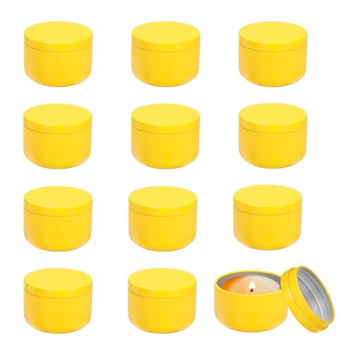 Boîtes à bougies en métal jaune de 3oz pour un rangement déco