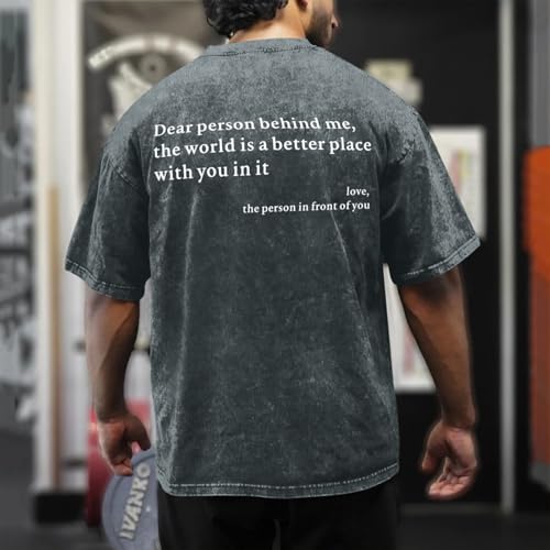 Image of Dear Person Behind Me Shirt You are Enough Tshirts for Men Oversized Inspirational Positive Tees Vintage Graphic Tops