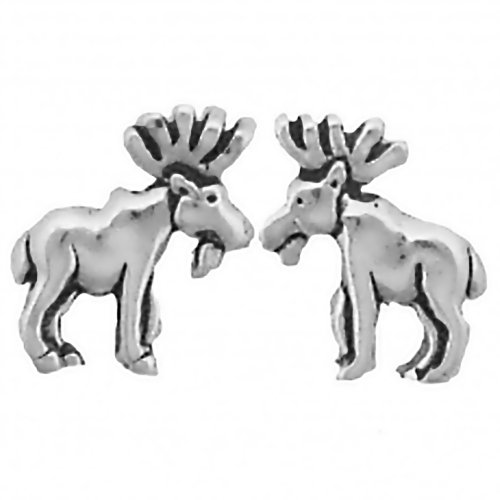 Corinna-Maria 925 Sterling Silver Moose Earrings Studs Tiny Mini Stainless Steel Posts and Backs