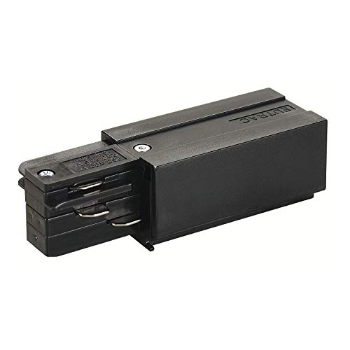 Eutrac SLV testata di alimentazione per binario trifase a plafone/parete, terra a destra, nero