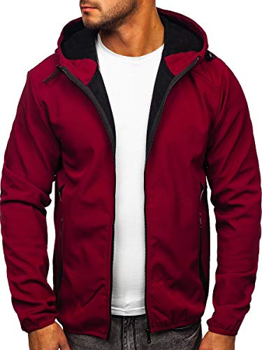 Preisvergleich Produktbild BOLF Herren Übergangsjacke Softshell Reißverschluss Outdoorjacke Schuljacke Classic Hoodie Freizeitjacke Kapuzenjacke Herbst Style J.Style KS2189 Weinrot XL [4D4]