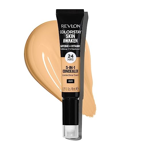 Revlon Colorstay Skin AwakenCorrector de Ojeras e Imperfecciones 5en1, con Cafeína y Vitamina C, Acabado Natural, 8ml (Tono #001 Universal Neutralizer)