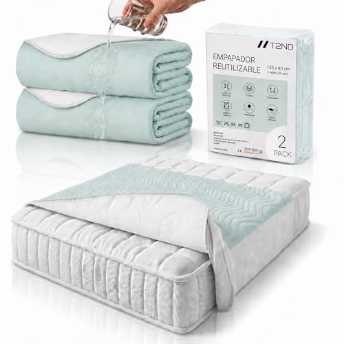 Pack de 2 Empapadores Cama Adultos Lavables con Alas 135x85 cm – Protector Cama 4 Capas, Impermeable, Absorbente y Reutilizable para Incontinencia Adultos, Personas Mayores, Niños y Bebes