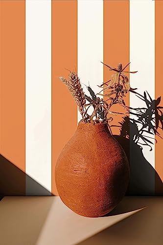marburg Tapete Orange Weiß Streifen Linien Vliestapete für Wohnzimmer oder Schlafzimmer Made in Germany 10,05 x 0,53 m