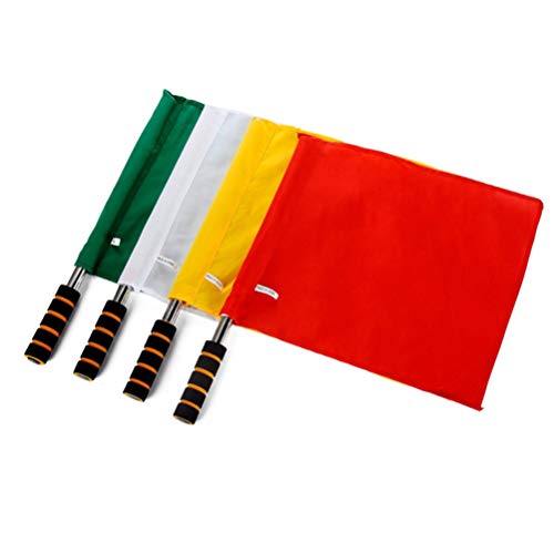 Soccer Flags Sports Official Flag Linesman Flags Marking Flag Landscape Flags Yellow Green Red White Color For Soccer Volleyball Football Tracks 4Pcs (White) Soccer Gear #TOP5
