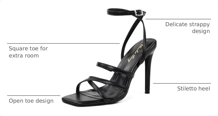 Image of Elisabet Tang Women's Crystal Stilettos Heeled Sandals, 4 Inch Square Open Toe Strappy Sexy High Heels Ankle Strap Buckle Heels for Party Wedding Dress Daily Wear Shoes