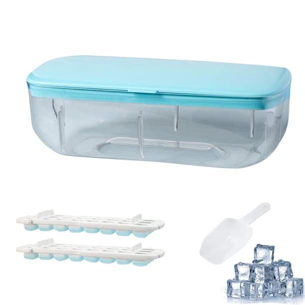 Image of Ice Cube Molds with Lid,Big Silicone Ice Cube Tray for Whiskey,2Inch Square Ice Cube Tray,Easy-Release Ice Mold,Giant Ice Cubes for Bourbon Cocktail (1, Blue-48)