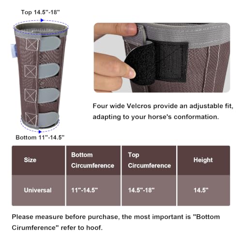 Image of Reflective Horse Fly Boots Set of 4, Loose Fitting Leggings for Horses, Equine Fly Leg Wraps Socks for 4 Legs, Breathable Adjustable and Universal Fit, Reliable Stay Put and on (Brown)