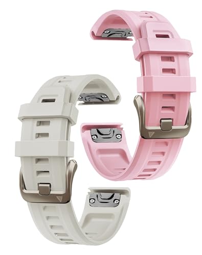 Bracelet silicone pour Garmin Epix Pro 42mm et Fenix 7S avec boucle or finition luxe