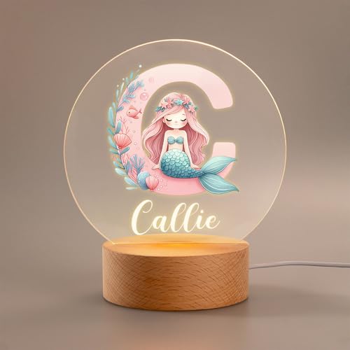 Lámpara de noche para niña sirena personalizada
