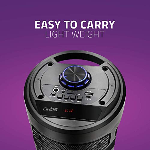 Image of (Refurbished) Artis MS301 Wireless Bluetooth Portable Party Speaker with RGB Glow Lights, Wired Mic, Remote Control, FM Radio & Aux in /USB /TF Card Reader Input (20W RMS Output)