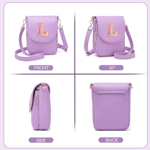 Image of Viverte Crossbody Purse for Teen Girls Small Initial Cell Phone Toddler Purse Leather Triple Compartment Crossbody Bags