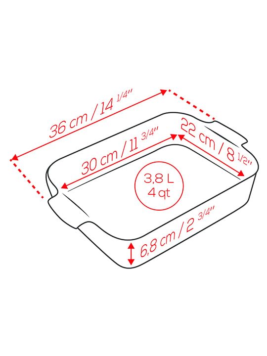 PEUGEOT, Rectangular Ceramic Baking Dish, 36 cm (including handles) x 22 cm x 6.8 cm, Capacity: 3.8 L, 6-7 Servings - Image 4