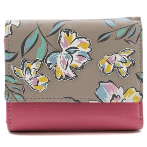 Porte-monnaie à trois volets en cuir avec motif floral, une idée cadeau idéale