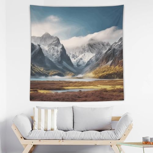 Affiche murale tissu et couverture murale paysage montagne salon