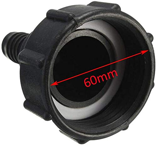 1000L IBC 60mm Water Tank Garden Hose Adapter Thread Valve Connector to 1 inch, Black, 1" - Image 3