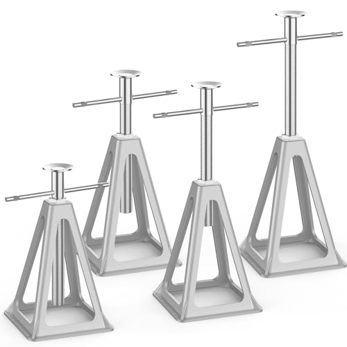 BEBOBLY RV Stack Jacks 4 Pack Screw Jack Stands for RV Camper Travel Trailer Leveling Aluminum Stabilizer Jacks Single Support Unloading Up to 6000 Lbs Adjustable from 11 to 17