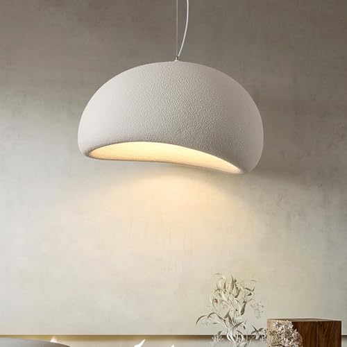 Suspension Wabi-Sabi Créatif Lampe À Suspension Moderne E27 Lustre De Table À Manger Abat-jour Imitation Pierre Forme De Nid D'oiseau Pour Salle À Manger...