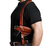 *KINGDOM HOLSTER* K061 Shoulder Holster & Belt Holster with Doulble Magazine Pouch (2in1) for Glock 17 Glock 19 Glock 22 Glock 23 RH Handmade! (Brown)