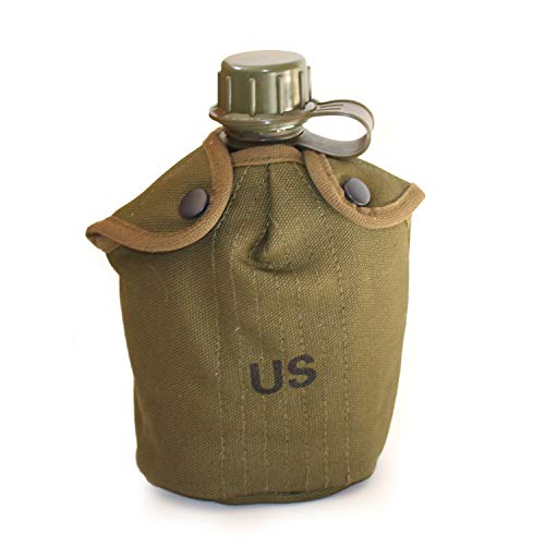 Gourde de sport verte avec housse outdoor pour vos sorties et bivouacs vintage