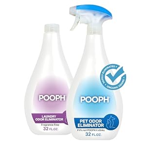 Pooph Pet Odor Eliminator Pooph Laundry Additive 2 32oz Bottles Dismantles Odors on a Molecular Basis Dogs Cats Freshener Eliminator Urine Poop Pee Deodorizer Puppy Fresh Clean