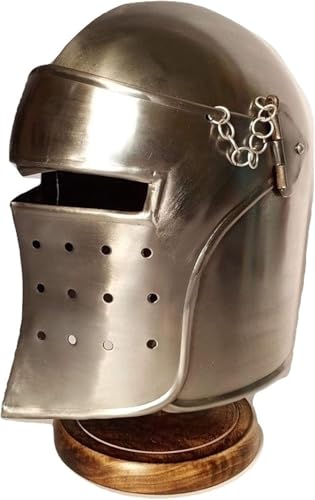 Regal Nauticaz Renaissance Detachable Visor Barbute 16 Guage Functional Helmets Armor Silver | Armour Wearable for Adult | Medieval Costumes Helmet
