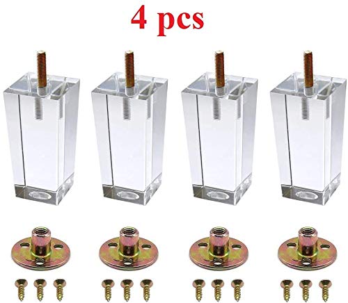 6 Inch Pyramid Acrylic Furniture Diy Legs Clear Glass Feet For End Table Coffee Tables Buffets Cabinet Bed (Pack Of 4) #TOP1