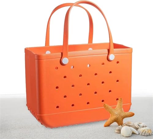 Tote Bag - Waterproof Washable Rubber Tote Bag With Holes,Beach Pool Sports Gym Shopping(04,37 * 31 * 13.5cm)3
