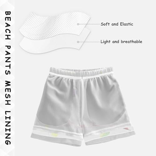 DOMIKING Owl Branch White Boys' Pull On Swim Trunks Quick Dry Boardshorts with Mesh Lining for Boys Kids M4