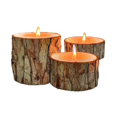 3Pcs Cute Wood Candle Holder Decor, Kawaii Mini Ceramic Candlestick Stand for Room Aesthetic and Cozy Home Decoration
