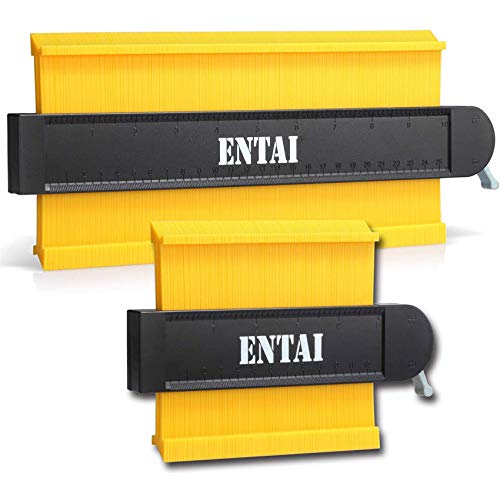 ENTAI Contour Gauge with Lock, 2 Pack Widen Contour Duplications Gauge 5 Inch and 10 Inch, Profile Shape Copy Tool, Perfect Plastic Ruler for Corners, Woodworking Templates, Tiles and Laminate