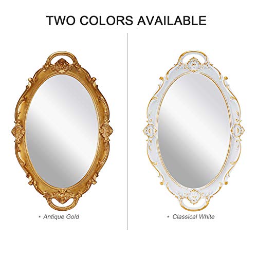 OMIRO Decoratieve wandspiegel, vintage gesneden hangende spiegels voor slaapkamer woonkamer dressoir decor, ovaal antiek… - Image 8