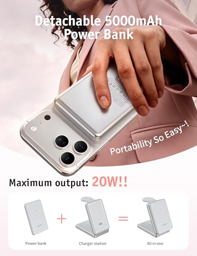 Image of RORRY Auradock iPhone Charging Station 3 in 1 for Apple,5000mAh Power Bank