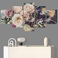 SIGNWIN 5 Panel Canvas Wall Art Modern Art Bouquet Colorful Cool Floral Group Multicolor Photography Realism Romantics for Home Decorations Ready to Hang - 60