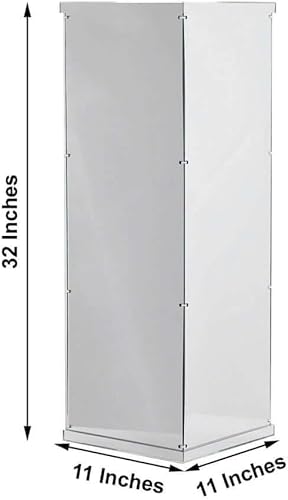 Miniatura 22 de Efavormart - Juego de 5 ideas de decoración de boda con acabado de espejo plateado, caja transparente para centros de mesa con tapa y base Plata