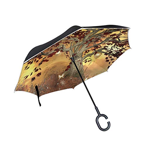 Preisvergleich Produktbild Fantasie-Baum-Schmetterlings-Ahorn-um... Regenschirm-doppelte Schicht-Rückseiten-Regenschirm-wasse... winddichtes für Auto-Reise im Freien