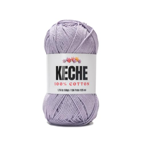Image of Cotton Yarn - 100% Cotton Yarn for Crocheting and Knitting, Mercerized Cotton Amigurumi Yarn Fine-Sport 2 1.76 oz (50g) / 136 Yrds (125 m) - Lavender