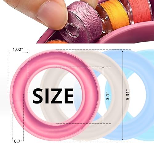 Image of 8 PCS Round Bobbin Holders for Sewing - Silicone Sewing Bobbin Holder Set in Pastel Colors, Flexible Sewing Machine Bobbin Holder Rings for Thread Organization & Sewing Bobbin Storage