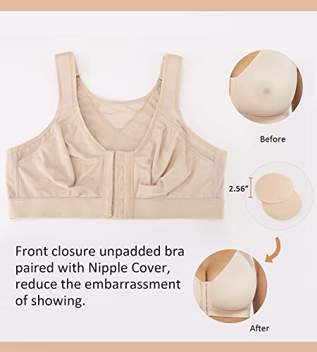 HACI Women's Front Closure Posture Bra Full Coverage Back Support Everyday Wireless Comfy Unpadded Cup3