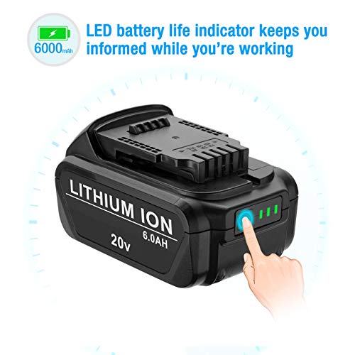 Powerextra Bateria de substituição 6.0Ah DCB205 DCB204 compatível com Dewalt 20V Max XR DCB205 DCB20
