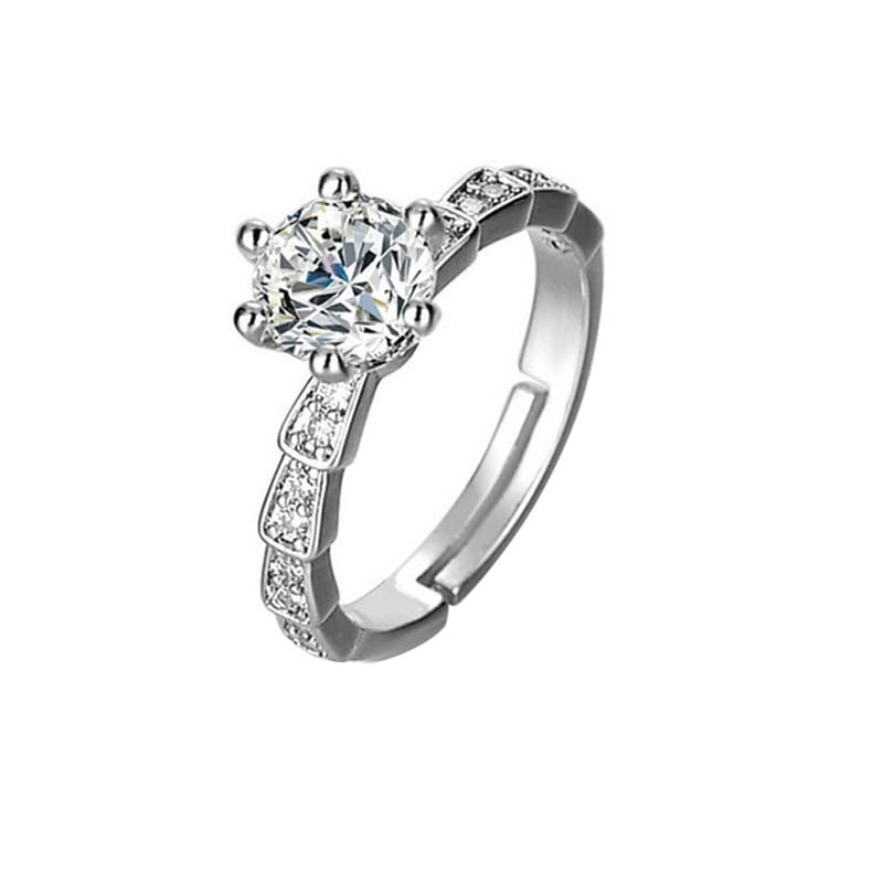 Adjustable Crystal Ring for Stone Finger, Silver Toned, A5 Crystals
