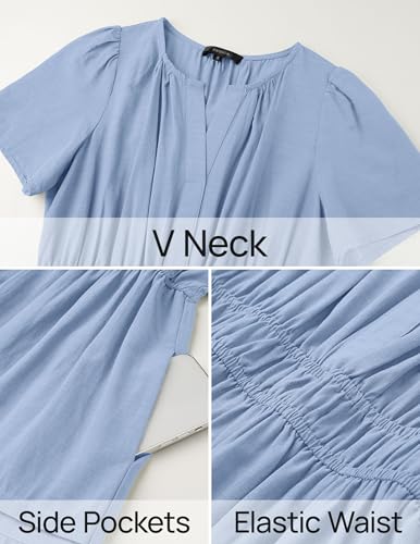 Image of ZESICA Women's Summer Casual Short Sleeve Boho Midi Dress