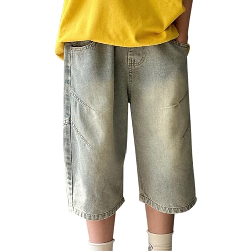Boys Summer Vintage Cargo Short Jeans with Multi Pockets Outdoor Casual Retro Streetwear Short Skateboard Shorts Boys