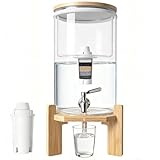 water filter dispenser Countertop water purifier System 2.1 Gallon Glass water filter with Wooden Stand and 1 Filters for Home and Office