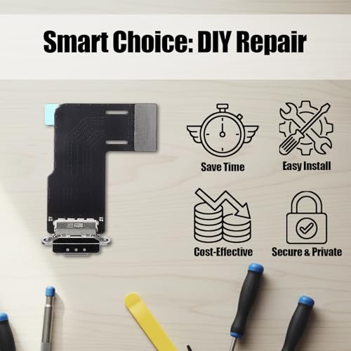Image of Charging Port Replacement for iPad Air 2024 11-inch Charge Dock Connector Flex Cable Assembly for iPad Air 2024 M2 Charger Board Replacement Fit for Model: A2903 A2904 A2902 (Black)
