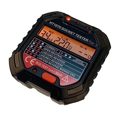 Testeur De Prise De Courant HT107D - Détecteur Phase, Terre Et Tension LCD